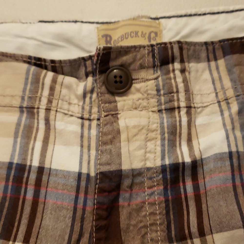 Roebuck& Company Brown Plaid Shorts Size 38 - Picture 2 of 6